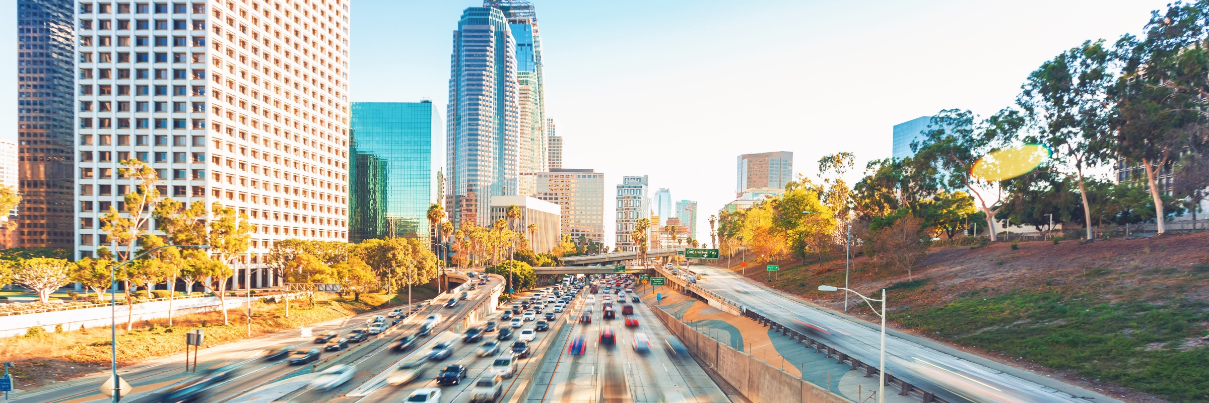 highway and city skyline