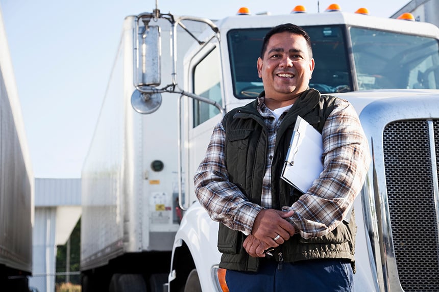 Person standing in front of a truck