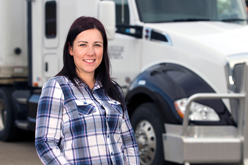 Person standing in front of a truck